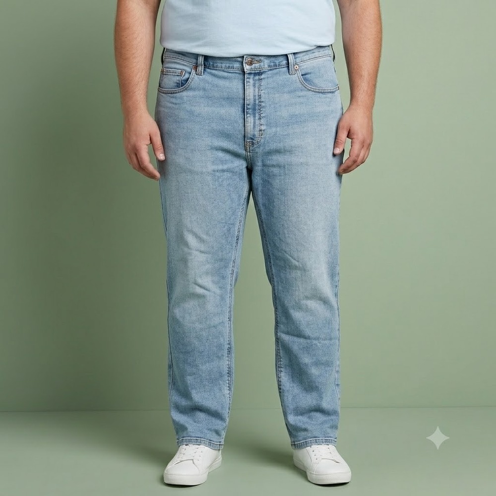 True Nation Athletic Fit Jeans Mens 44x30 Light Wash Blue Denim Big Tall EUC